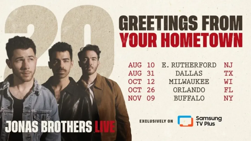 Jonas brothers jonas 20 greetings from your hometown music tour samsung tv plus.webp